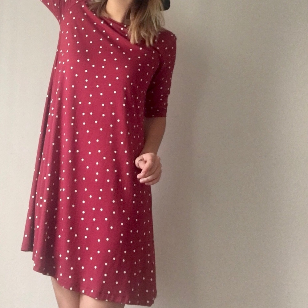 Red and white poke a dot dress